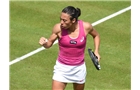 BIRMINGHAM, ENGLAND - JUNE 09: Francesca Schiavone of Italy celebrates on day one of the AEGON Classic Tennis Tournament at Edgbaston Priory Club on June 9, 2014 in Birmingham, England. (Photo by Tom Dulat/Getty Images)